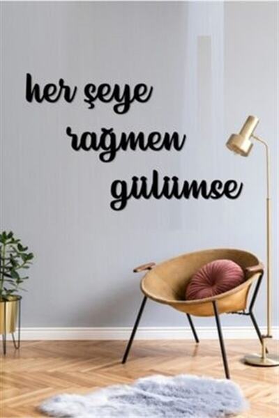 Black Wood Despite Everything Smile Wall Decor - 80x50 Cm Mdf Table For Living Room Living Bedroom