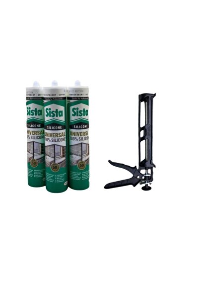 Sista Su Geçirmez Güçlü Şeffaf Silikon Ve Plastik Silikon Tabancası 280 ml 3lü