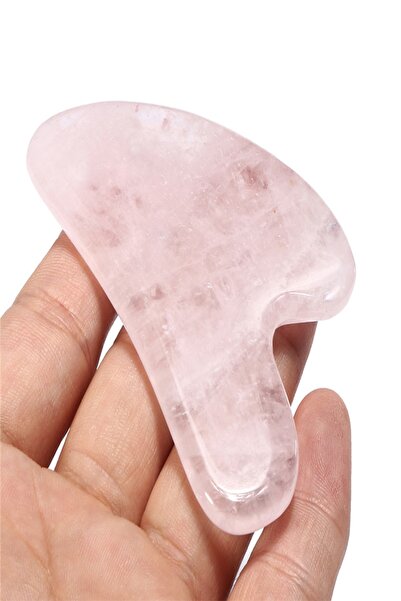 NehirTaş Sertifikalı Pembe Kuvars Gua Sha Taşı Masaj Aleti