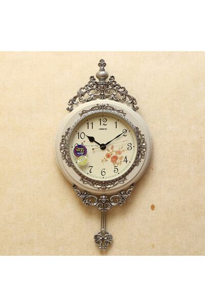 ahşapdekor Lişheng Sarkaçlı Krem Eskitme Gümüş Beyaz Sessiz Akar