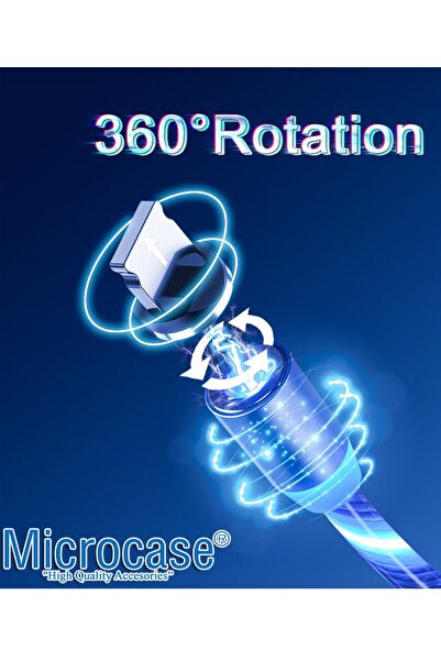 Microcase 3in1 Lightning Type C Micro Usb Işıklı Manyetik Şarj Kablosu 100 cm