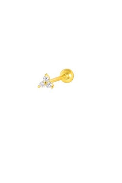 Erer Gümüş Women's Silver 3 Stone Piercing Tragus Cartilage Earrings