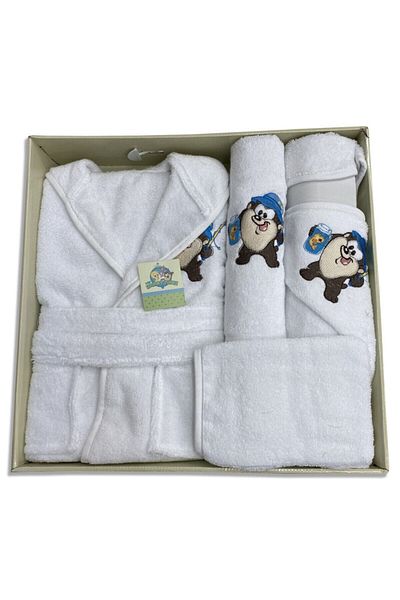 Özdilek Ödilek Tazmania Bamboo Baby Bathrobe Set (White)