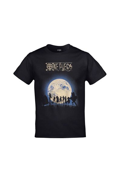 Orijin Tekstil One Piece Full Moon Printed Unisex Black T-shirt