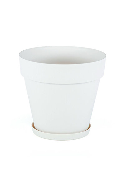 SERİNOVA Kırık Beyaz Dekoratif Tabaklı Yalı Saksı 10 Litre