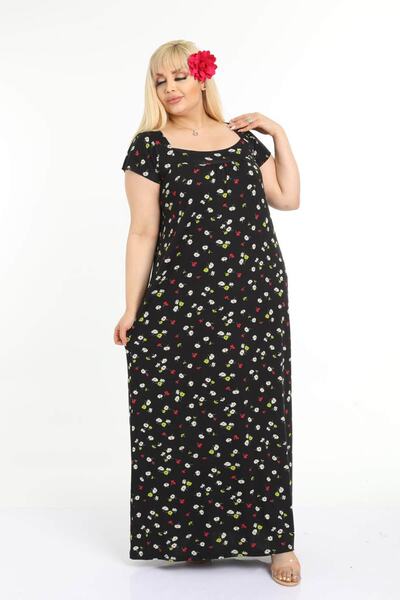 Mia Butik Daisy Pattern Rope Detailed Long Dress