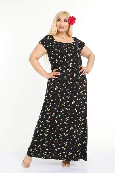 Mia Butik Daisy Pattern Rope Detailed Long Dress