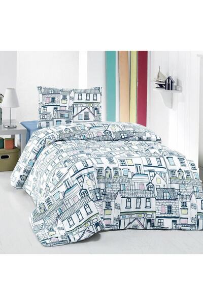 Menderes Home طقم غطاء لحاف فردي من رانفورس - مدينة مجموعة القطن