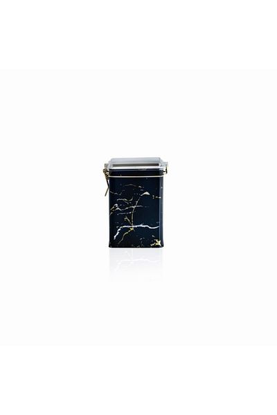 EVLE Ef043-50 Marble Black Patterned Rectangular Metal Storage Container 8x10 Cm