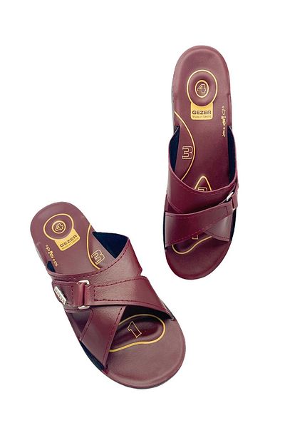 GEZER Model de papuci de femei în 4 puncte cu talpă anatomică burgundy New Season -