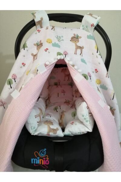 Genel Markalar Beyaz Pikeli Muslin Kumaş Puset Örtüsü ve Minderi Seti