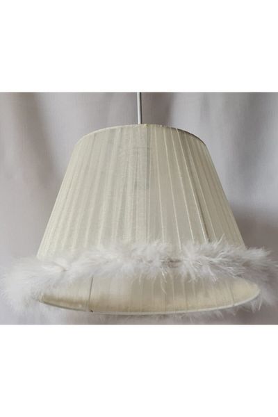 TEKAY AYDINLATMA Cream Feather Children's Room Bedroom Chandelier