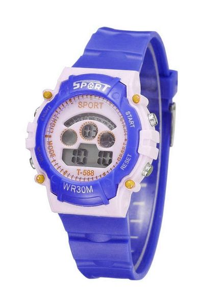 RoseRoi Digital Navy Blue Sports Kids Wristwatch Calendar Colorful Luminous