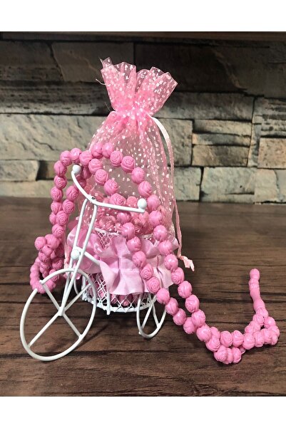Hyd Bebek Sünnet Mevlüt Hediyesi Tesbih Bisiklet Sepetli Keseli Gül Kokulu Gül Desenli Tespih 10 Adet