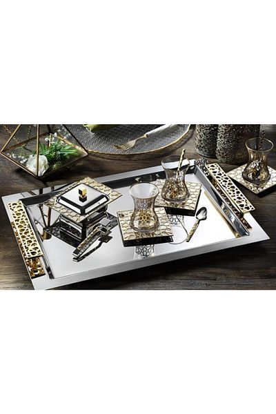 ÖzSa Home Seljuk Gold Color Tea Set 40 Pieces