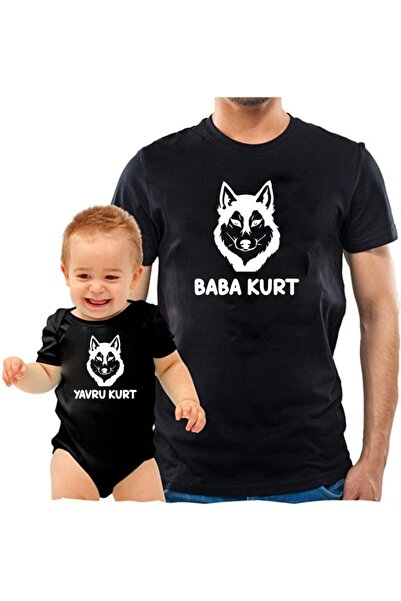 venüsdijital Baba Kurt Yavru Kurt Siyah Tshirt Zıbın (tekil Üründür Kombin Ya...