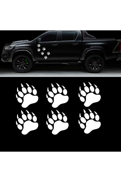 Melek Pazarı 6 Adet Beyaz Ayı Pençe Izi Oto Sticker