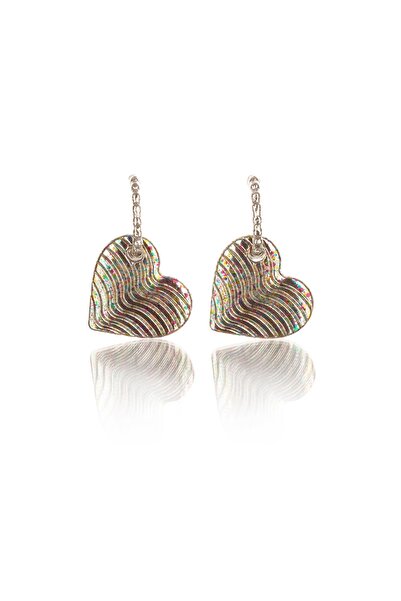 Leerybee Speckled Mixed Color Striped Heart Earrings
