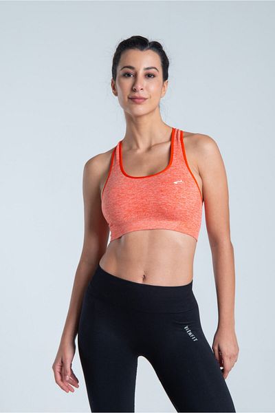 Vienfit Power up Bra Orange Marl - Seamless Women's Sports Bra