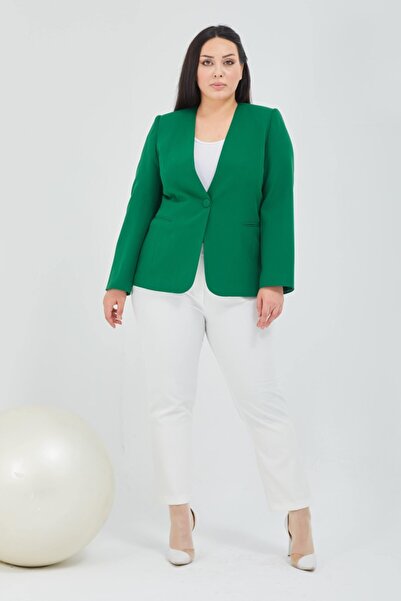 Fagi Γυναικείο πράσινο μπουφάν με μονό κουμπί με λαιμόκοψη σε σχήμα V