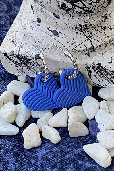 Leerybee Matte Indigo Antiallergic Heart Earrings