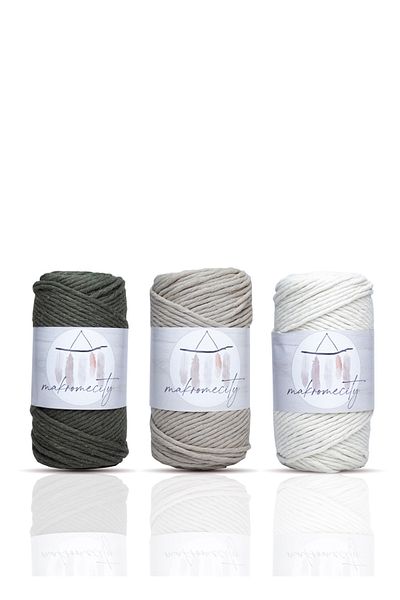Makromecity Macromecity Taranan Macrame Hobby Thread Σετ 3 τεμαχίων 2 εκρού 1 μπλε μωρό