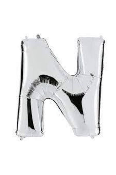 Deniz Party Store 40" Inch 100 cm (N) Letter Foil Balloon Silver Gray