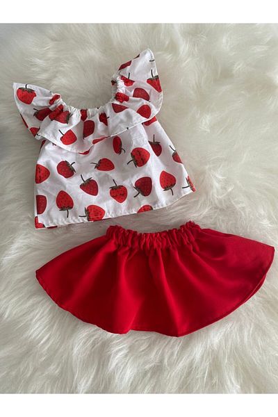 Moda Lina Baby Girl Strawberry Blouse Skirt Set