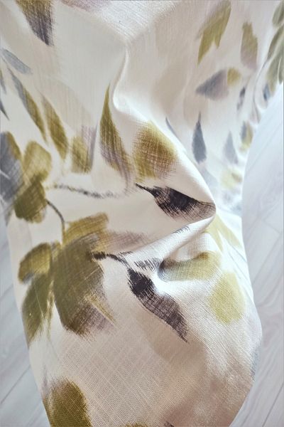 eno concept Raw Linen Premium Quality Linen Pastel Leaf Patterned Table Cloth