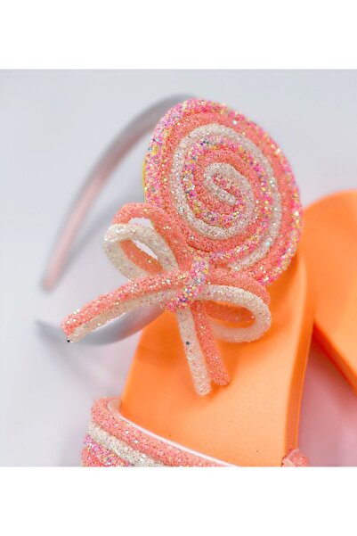 QUEEN AKSESUAR Трендова мода Розкішний спеціальний дизайн Кам'яні пули Лолопіп Корона Комплект тапочок Неон Яскраво-помаранчевий