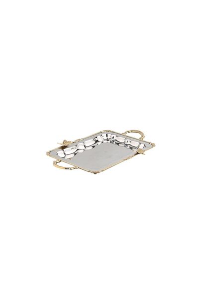 Ezem MI 037 Silver Gold Butterfly Tray 32&24 Cm