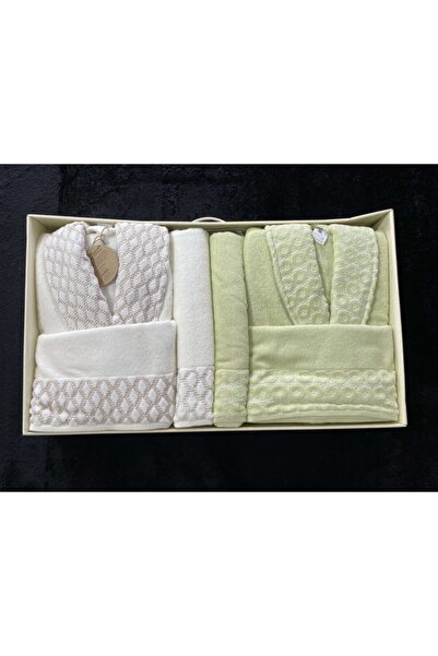 Özdilek Σετ μπουρνούζι Aile Aqua Cream Green