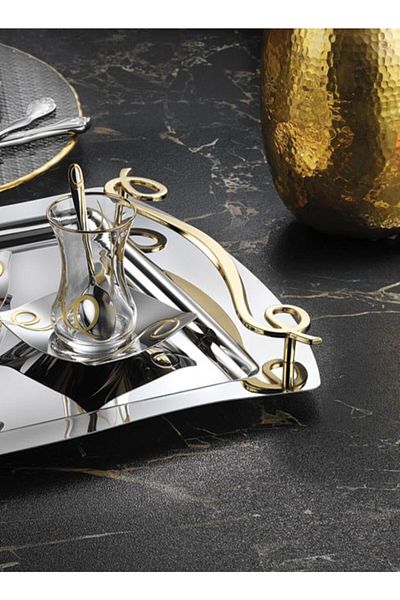 ÖzSa Home Inna Gold Stainless Steel Tea Set 37 Pieces