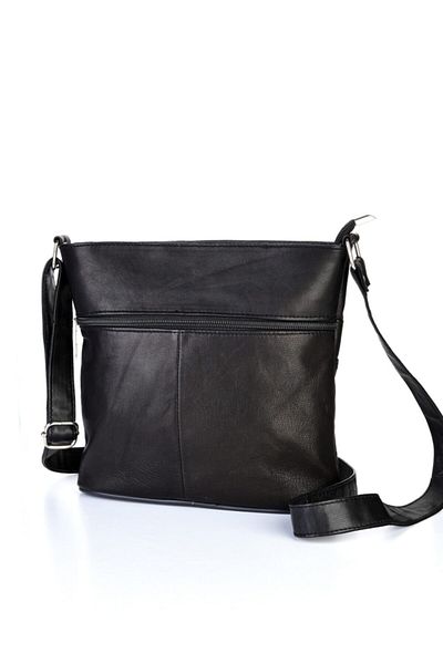fubileather Geantă de umăr cu curea cu mai multe compartimente din piele naturală