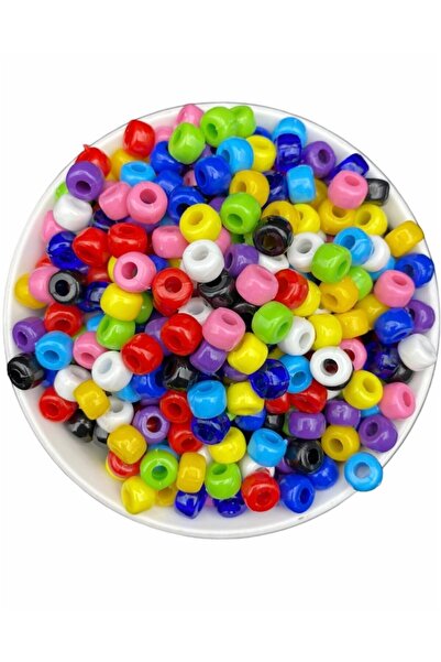 Hedef Bijuteri Geniş Delikli 9x6mm Karışık Renkli Plastik Yassı Silindir Mode...