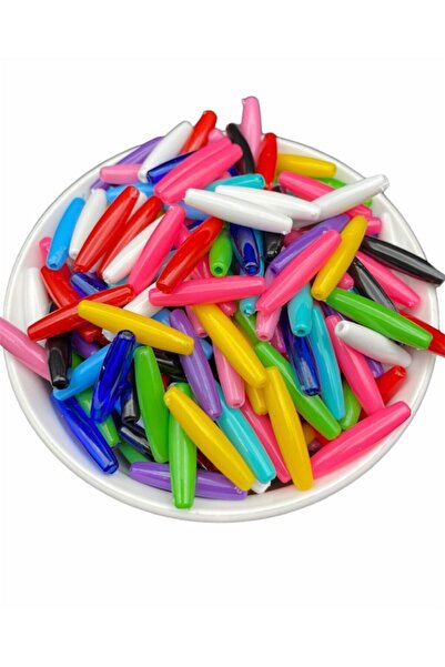 Hedef Bijuteri قضيب بلاستيكي مختلط الألوان، خرز نموذج الشعير، مجوهرات، خرز إكسسوارات (50 جرام، ~ 80 قطعة)