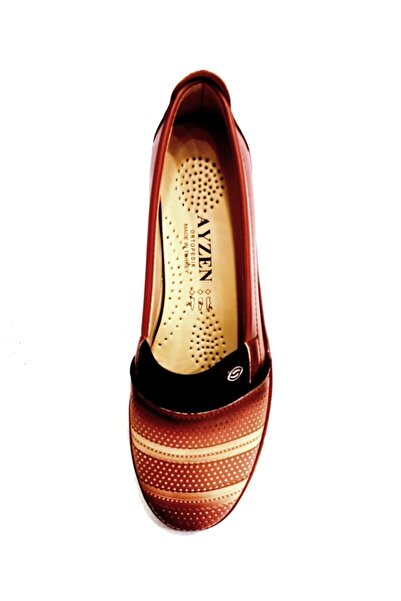 Ayzen Flat Lightweight Orthopedic Sole Tan Brown Color Daily Classic Women's Shoes