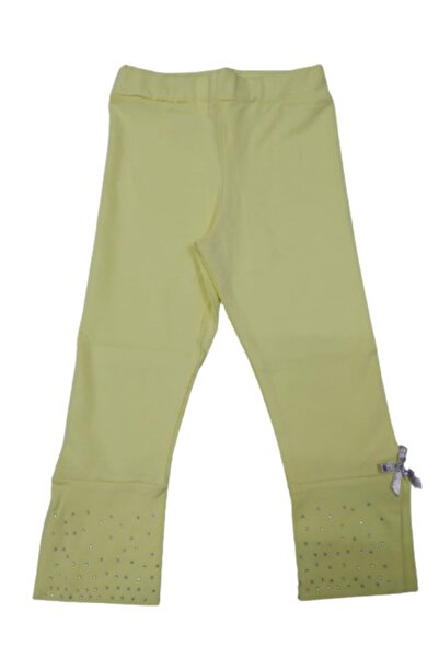 Timi Kids Kız Çocuk Paçası Taşlı Ve Fiyonk Süslemeli Yazlık Ince Uzun Tayt