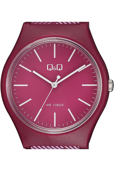 Q&Q Unisex Claret Red Silicone Cord Wristwatch Vs52j004y