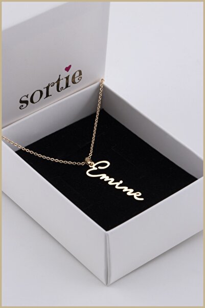 Sortie Aksesuar Kadın Gold Emine İsimli Çelik Kolye