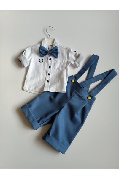 moms and babies Baby Boy-Child Blue Shorts, Salopet Trousers Set