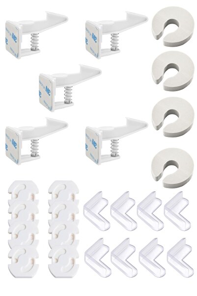 Baby Lock طقم سلامة الطفل، 5 أقفال للخزانة، 8 زوايا و12 واقيًا للمقابس، 4 واق...