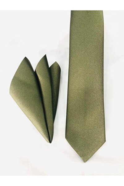 CRWAT ® Haki Yeşil-mat Saten Slim Kravat