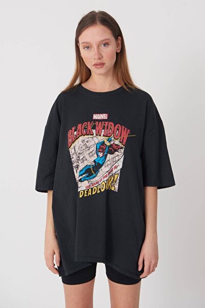 blackjack giyim Blackwıdow Baskılı Tshirt
