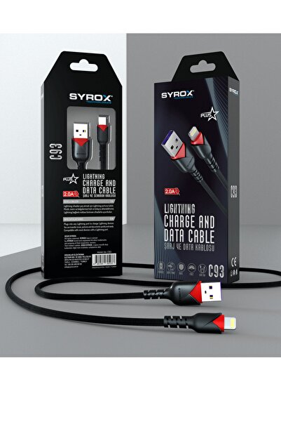 Syrox C93 Iphone Lightning Girişli 2.0a Hızlı Şarj ve Data Kablosu C93