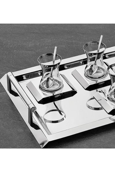ÖzSa Home Islamoğlu 37 Piece Punto Tea Set 18/10 Stainless Steel