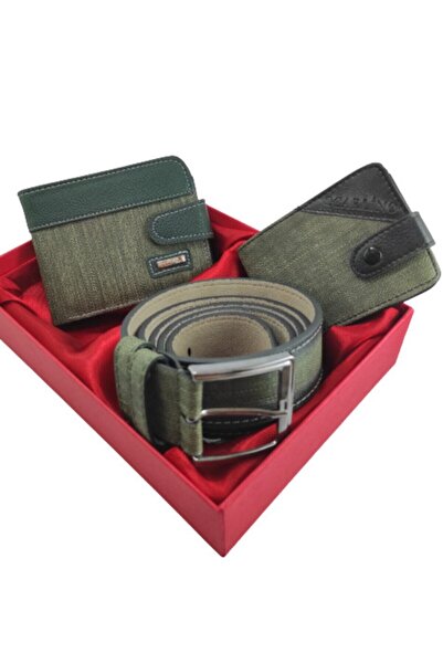 Karali Erkek Kot Kemer Cüzdan Kartlık Hediye Seti