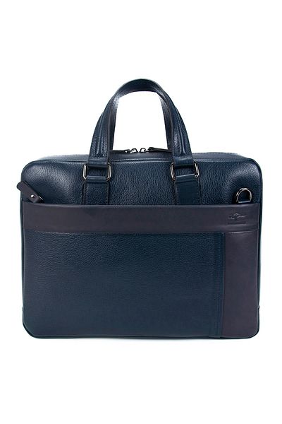 KANGAROO KINGDOM Men's Laptop & Briefcase Navy Blue Genuine Cow Leather 8285-l