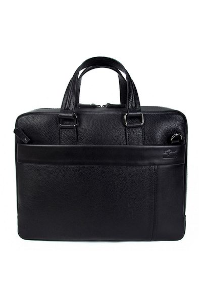 KANGAROO KINGDOM Men's Laptop & Briefcase Black Genuine Cow Leather 8285-s