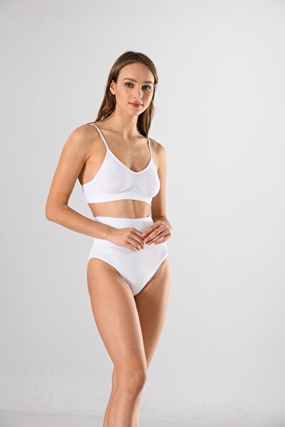 Miss Fit 1 Білий безшовний корсет-трусики з високою талією - зменшуючий трикотажний безшовний